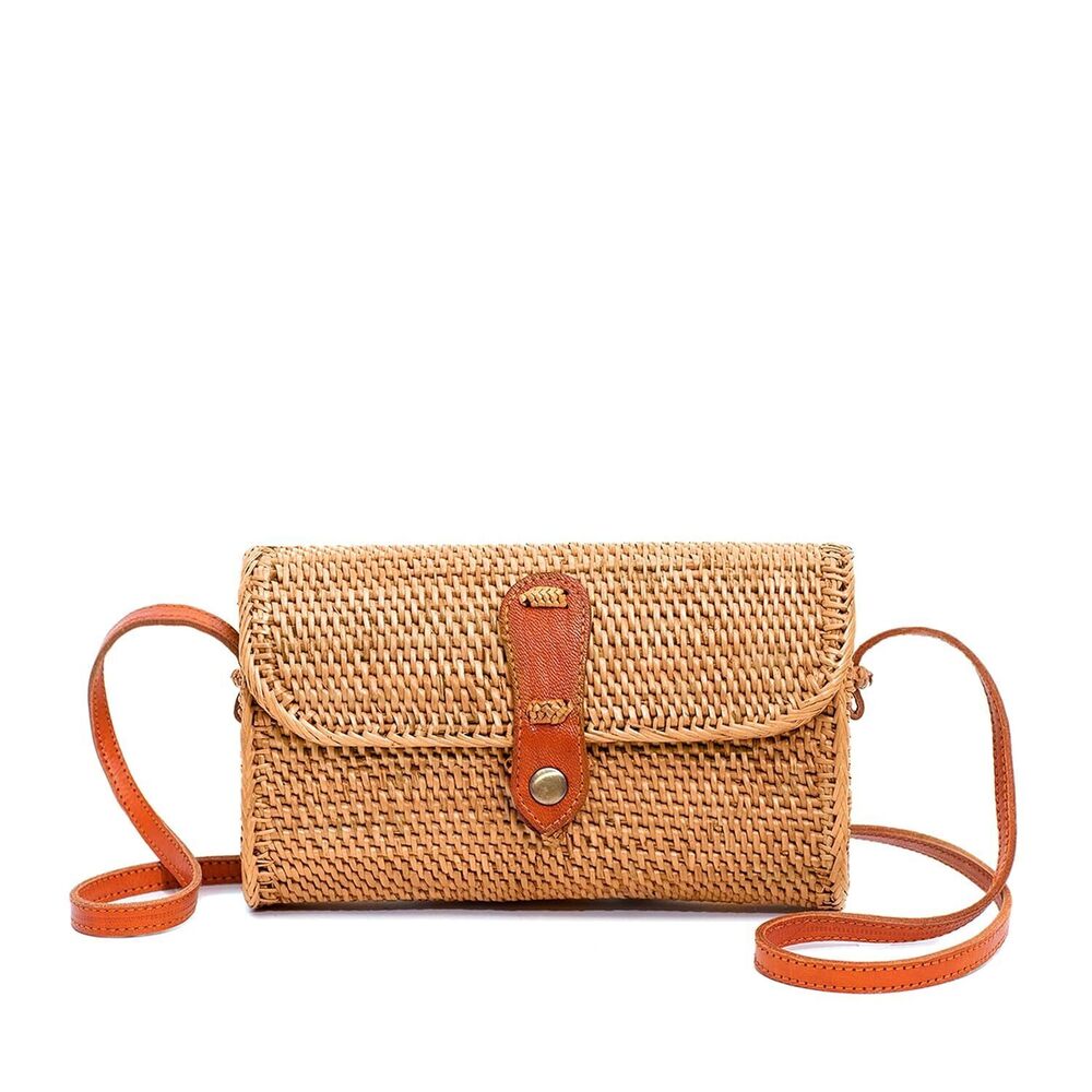Handmade Rattan Purse - Straw Wicker Crossbody Bag for Women